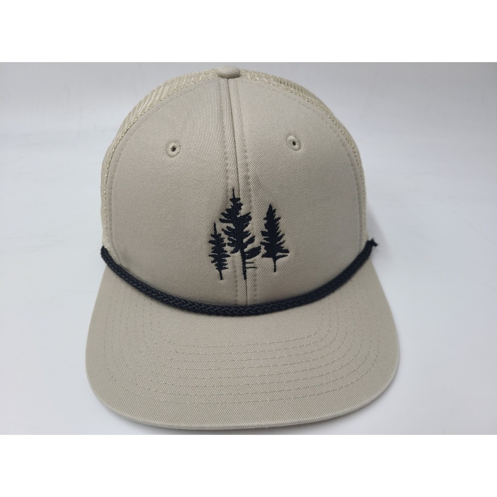 Trees Logo Paramount Apparel Rope Mesh Trucker Snapback Hat Cap Arbor Gray Beige